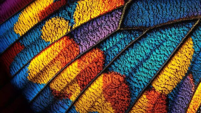 This closeup captures the vibrant colors and intricate patterns of a butterfly wing Abstract background inspired by the bright colors and patterns of a butterflys wing