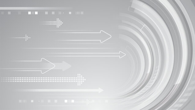 Abstract technology background with dynamic arrows and circular motion lines, symbolizing data flow, innovation, speed, and digital transformation in a modern futuristic style.