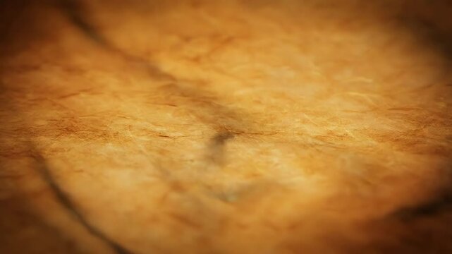 Vintage background featuring a slowly moving close up of an old, weathered parchment texture with a soft vignette.