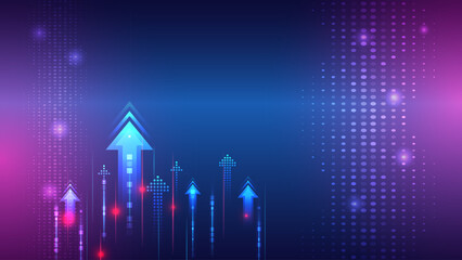 Futuristic blue and purple technology background with glowing hexagons, digital lines, and light effects. Perfect for innovation, data, and tech design themes.