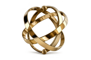 Golden Armillary Sphere Object on transparent background, Ornament Decor
