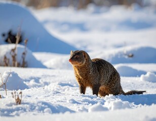 Obraz premium Snow-covered, small mammal