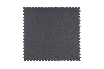 Grey fabric swatch with jagged edges on a transparent background image