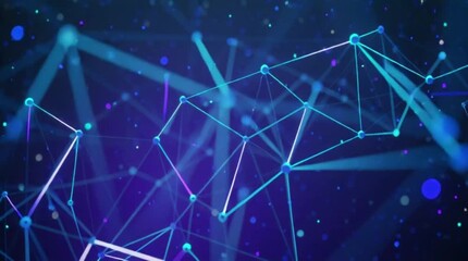 Dynamic network connections with glowing blue lines and nodes in space