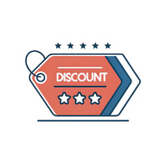 Discount tag with stars and rating