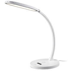 Modern white desk lamp with adjustable arm and usb port