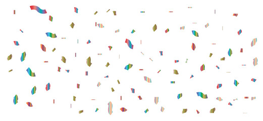 Colorful Confetti pieces scattered Shower Over White Background For Celebration, Party, And Festive Moments.