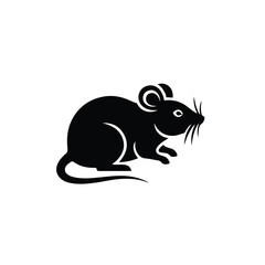 Fototapeta premium Simple black illustration of a mouse silhouette on a white background