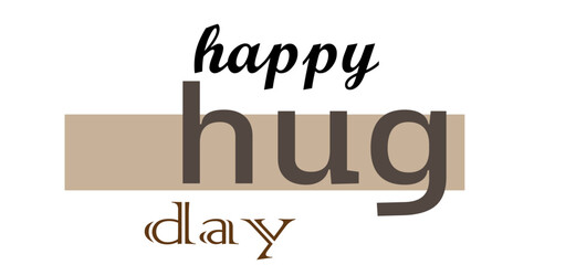 Happy Hug Day Typography Design With Bold Letters And Soft Beige Background Art Modern.