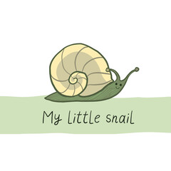 Simple cute baby print vector hand drawn illustration with snail.