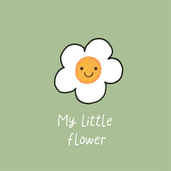 Simple cute baby print vector hand drawn illustration with flower.