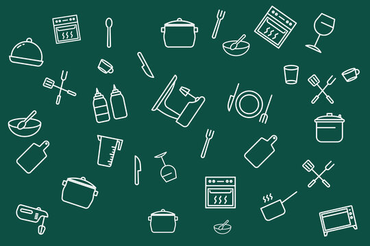 seamless pattern of food and kitchen