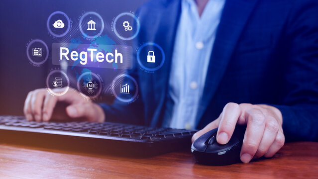 Regtech, Regulatory technology concept, management of regulatory processes with financial industry through technology, Regulatory monitoring, reporting and compliance, Machine learning tech. - Powered by Adobe