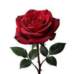 Red Rose with Green Leaves Transparent Background PNG