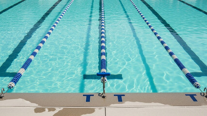 Swimming pool edge with safety rope clearly visible, top-down view.