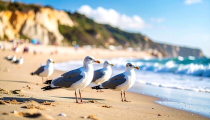 Seagulls on a sunny beach