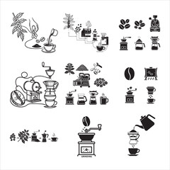 Coffee Chart Bean To Cup Process Black Vector
