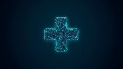 Obraz premium Futuristic Medical Cross Made of Glowing Data Points