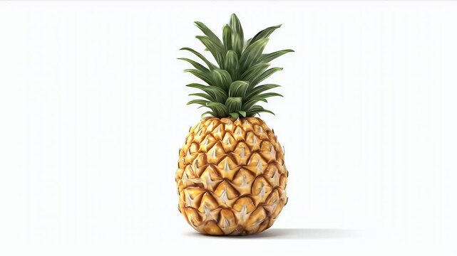 Fresh Pineapple Fruit Isolated on White Background Healthy Food.