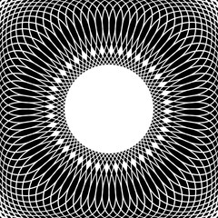 Abstract Radial Geometric Pattern with Circle Copy Space in Center. 3D Effect. 