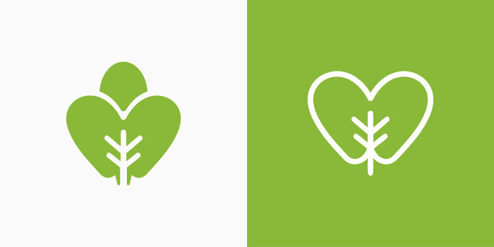 Heart shaped leaf vector logo design with modern, simple, clean and abstract style. - Powered by Adobe