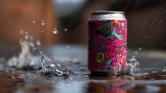 330 ml aluminum beer can with water drop, 330 ml Aluminum Beer Can with Water Drops Highlighting Cold, Refreshing Beverage Appeal