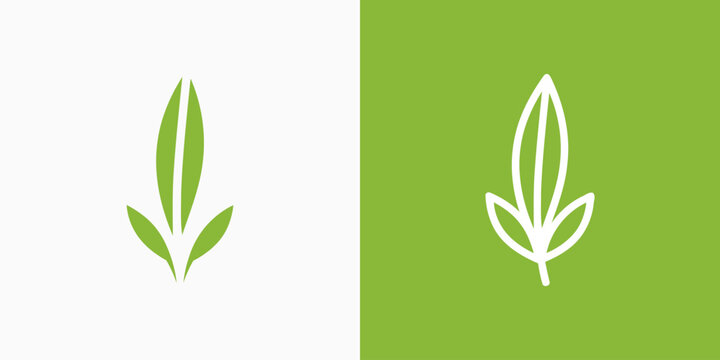 Curved leaf vector logo design with modern, simple, clean and abstract style. - Powered by Adobe