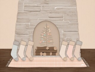 A cozy family evening by the fireplace, enjoying warmth and togetherness.