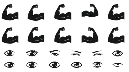 Muscular arm and eye silhouettes fitness vision and strength concepts