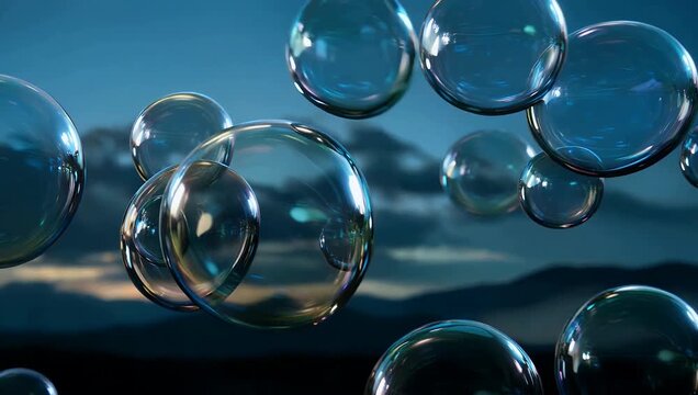 luxurious abstract 4K visuals of reflective metallic bubbles floating and merging in slow motion creating captivating futuristic aes tic suitable for technology backdrops design visuals or artistic