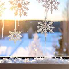 Winter scene through window