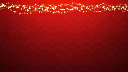 Deep red gradient background with warm golden fairy lights