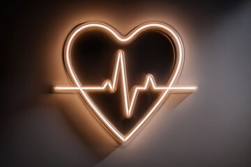 Neon Heart with ECG Pulse Line