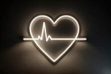 Neon Heart with ECG Pulse Line