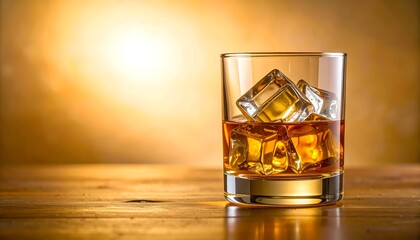 Whiskey and ice in a glass