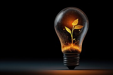 Green Plant Growing Inside Light Bulb