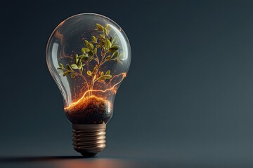 Green Plant Growing Inside Light Bulb