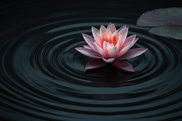 Lotus Flower Floating on Dark Water