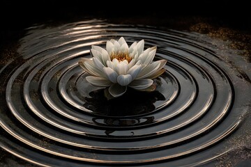 Lotus Flower Floating on Dark Water