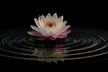 Lotus Flower Floating on Dark Water
