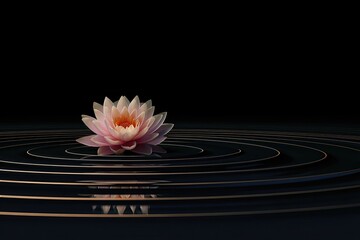 Lotus Flower Floating on Dark Water
