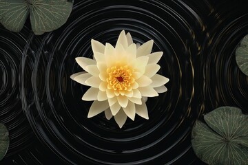 Lotus Flower Floating on Dark Water