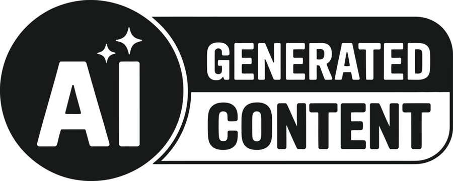 AI Generated Content Label with Sparkle Icon and Modern Typography