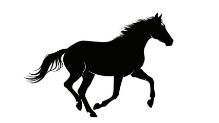 A striking silhouette of a black horse gracefully galloping forward © Ashik