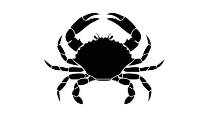 A striking black silhouette of a crab showcasing its distinct features