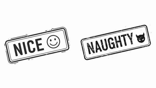 A playful contrast nice and naughty labels with corresponding facial expressions