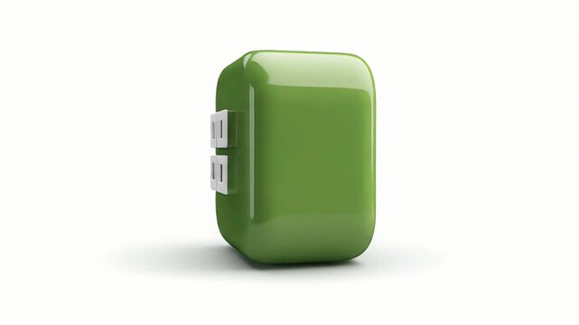 Green Cube Icon with Four Squares - Modern Design.