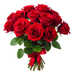 Bouquet of red roses isolated on transparent background