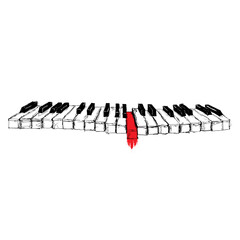 Piano keys with one red key highlighting music and creativity in a simple design