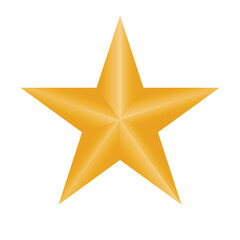 Gold 3D Star Icon with Metallic Gradient for Award and Rating